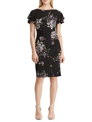 Lauren Ralph Lauren Floral Flutter-sleeve Sheath Dress