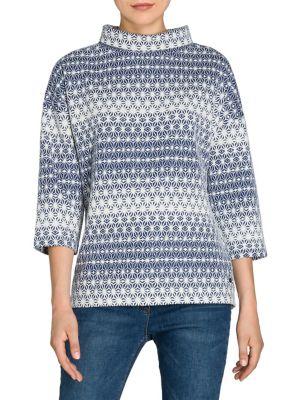 Olsen Mockneck Printed Jersey Top