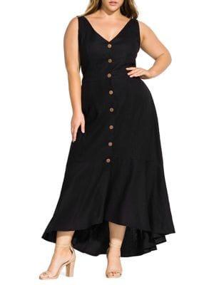 City Chic Plus Sweety Button Maxi Dress