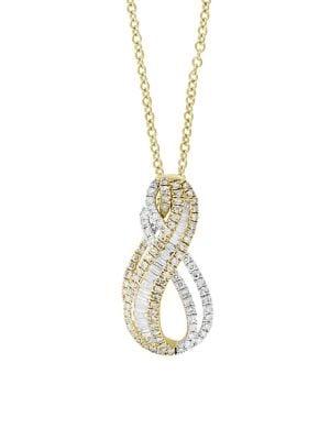 Effy Duo 14k White Gold, Yellow Gold And Diamond Pendant Necklace