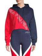 Fila Colorblock Cotton-blend Cropped Hoodie