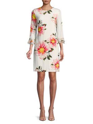 Karl Lagerfeld Paris Floral Bell-sleeve Dress