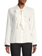 Calvin Klein Petite Georgie Beaded Ruffle Front Blouse