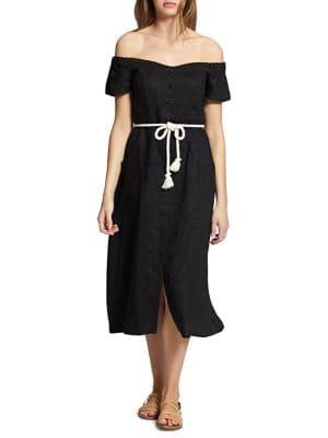 Sanctuary Meet Me At The Sunset Off-the-shoulder Linen Dress