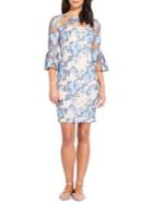 Adrianna Papell Arie Floral Bell Sleeve Sheath Dress