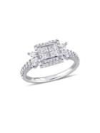 Sonatina Princess-cut Quad 1 Tcw Diamond & 14k White Gold Halo Engagement Ring