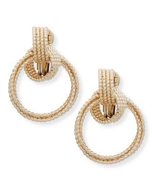 Anne Klein Textured Drop Hoop Earrings