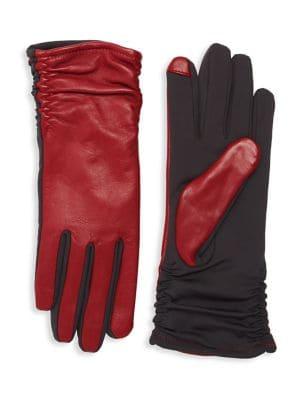 Lord & Taylor Ruched Contrast Tech Gloves
