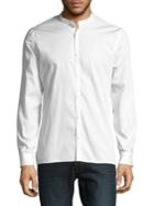 Calvin Klein Slim-fit Mandarin-collar Pinstripe Shirt