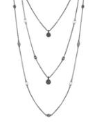 Lucky Brand Under The Influence Freshwater Pearl And Crystal Layer Necklace