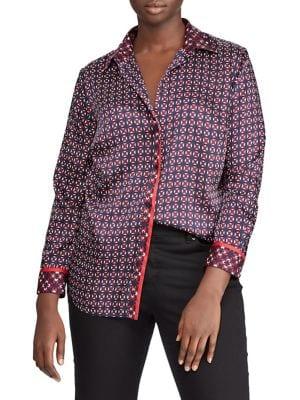 Lauren Ralph Lauren Plus Geometric-print Long-sleeve Shirt