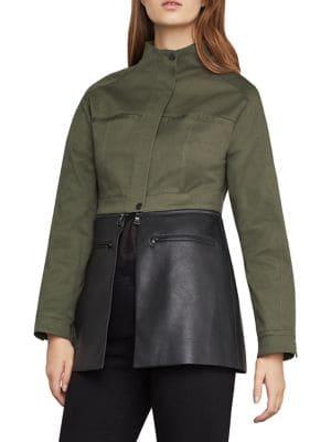 Bcbgmaxazria Faux Leather-trimmed Peplum Jacket
