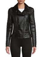 Blanc Noir Quilted Moto Jacket