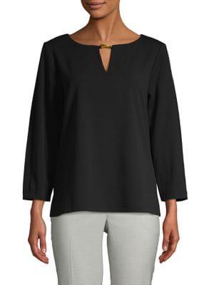 Donna Karan Cut-out Long-sleeve Top
