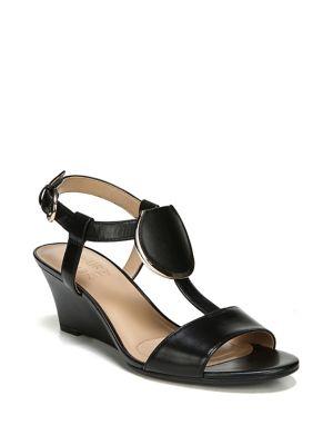 Naturalizer Talli Leather T-strap Wedge Sandals