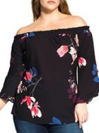 City Chic Plus Relaxed-fit Spring Lotus Top