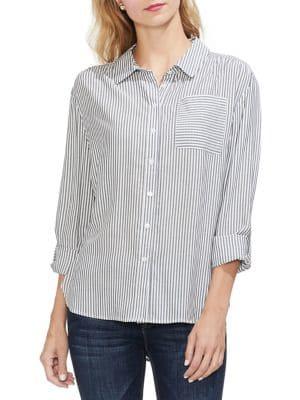 Vince Camuto Sapphire Sheen Striped Button-down Shirt