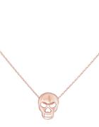 Lord & Taylor Sterling Silver And 18k Rose Gold Skull Pendant Necklace