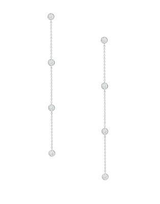 Crislu Dby Silhouette Crystal, Sterling Silver And Platinum Bezel Drop Earrings