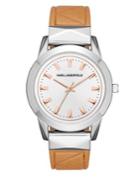 Karl Lagerfeld Paris Labelle Stud Saddle Leather And Stainless-steel Three-hand Watch, Kl3811