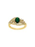 Lord & Taylor 14k Yellow Gold, Emerald & Diamond Bypass Ring