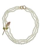 Kenneth Jay Lane 6mm Pearl And Crystal Layered Necklace