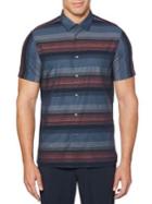 Perry Ellis Short-sleeve Ombre Stripe Button-down Shirt