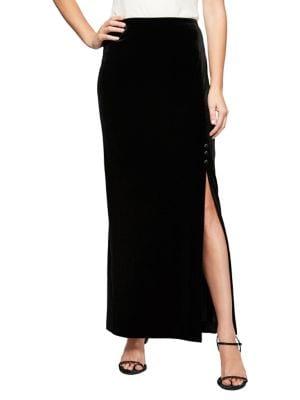 Alex Evenings Long Side-slit Button Skirt