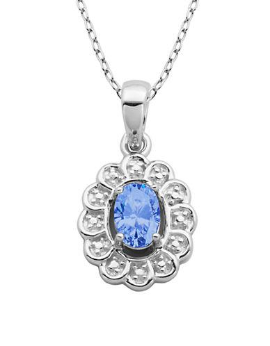 Lord & Taylor March Birthstone Aqua Cubic Zirconia And Sterling Silver Pendant