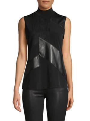 Calvin Klein Contrast Panel Mockneck Top