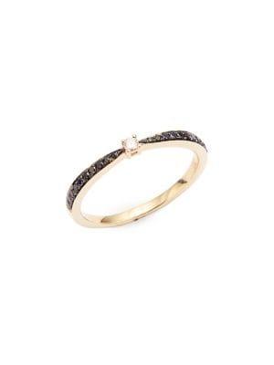 Lord & Taylor 14k Yellow Gold Diamond And Treated Black Diamond Ring
