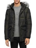 Calvin Klein Camouflage Faux Fur-trim Puffer Jacket