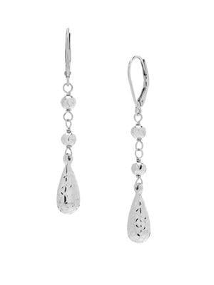 Lord & Taylor 14k White Gold Teardrop Dangle Earrings