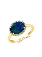 Effy 14k Yellow Gold, Blue Opal & Diamond Solitaire Ring