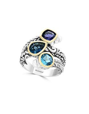 Effy Blue Topaz And Iolite Braided Ring