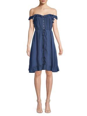 Anama Polka-dot Off-the-shoulder Dress