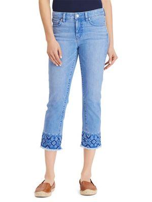 Lauren Ralph Lauren Petite Embroidered Straight Cropped Jeans
