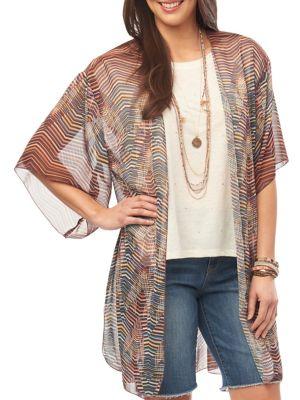Democracy Printed Open-front Kimono