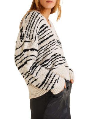 Mango Striped V-neck Sweater