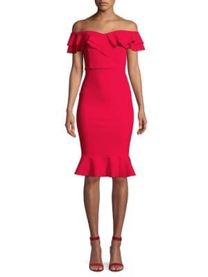 Quiz Bardot Frill-hem Midi Dress