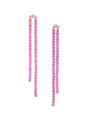 Trina By Trina Turk Retro Minimalist Goldtone & Fuchsia Acrylic Bead Duster Earrings