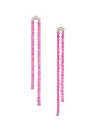 Trina By Trina Turk Retro Minimalist Goldtone & Fuchsia Acrylic Bead Duster Earrings