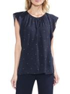 Vince Camuto Sapphire Bloom Pindot Top