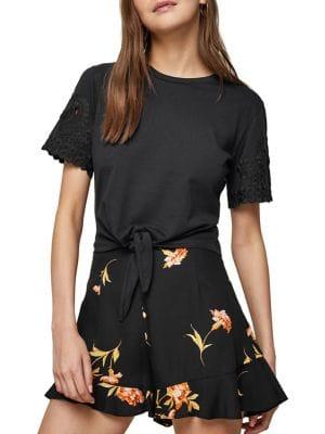 Miss Selfridge Cutwork Tie-front Tee