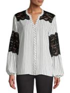 Karl Lagerfeld Paris Classic Striped Lace Top