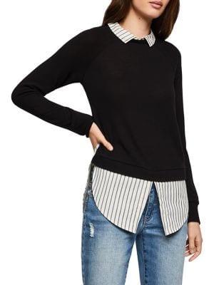 Bcbgeneration Long-sleeve Mixed Media Top