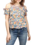 Lucky Brand Floral Tie Cold-shoulder Top