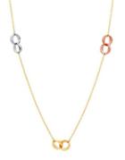 Lord & Taylor 14k Yellow, White And Rose Gold Chain Station Necklace