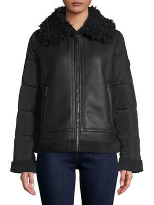 Bernardo Mixed-media Faux Shearling-trimmed Jacket