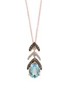 Effy Final Call Aquamarine, Diamond And 14k Rose Gold Pendant Necklace
